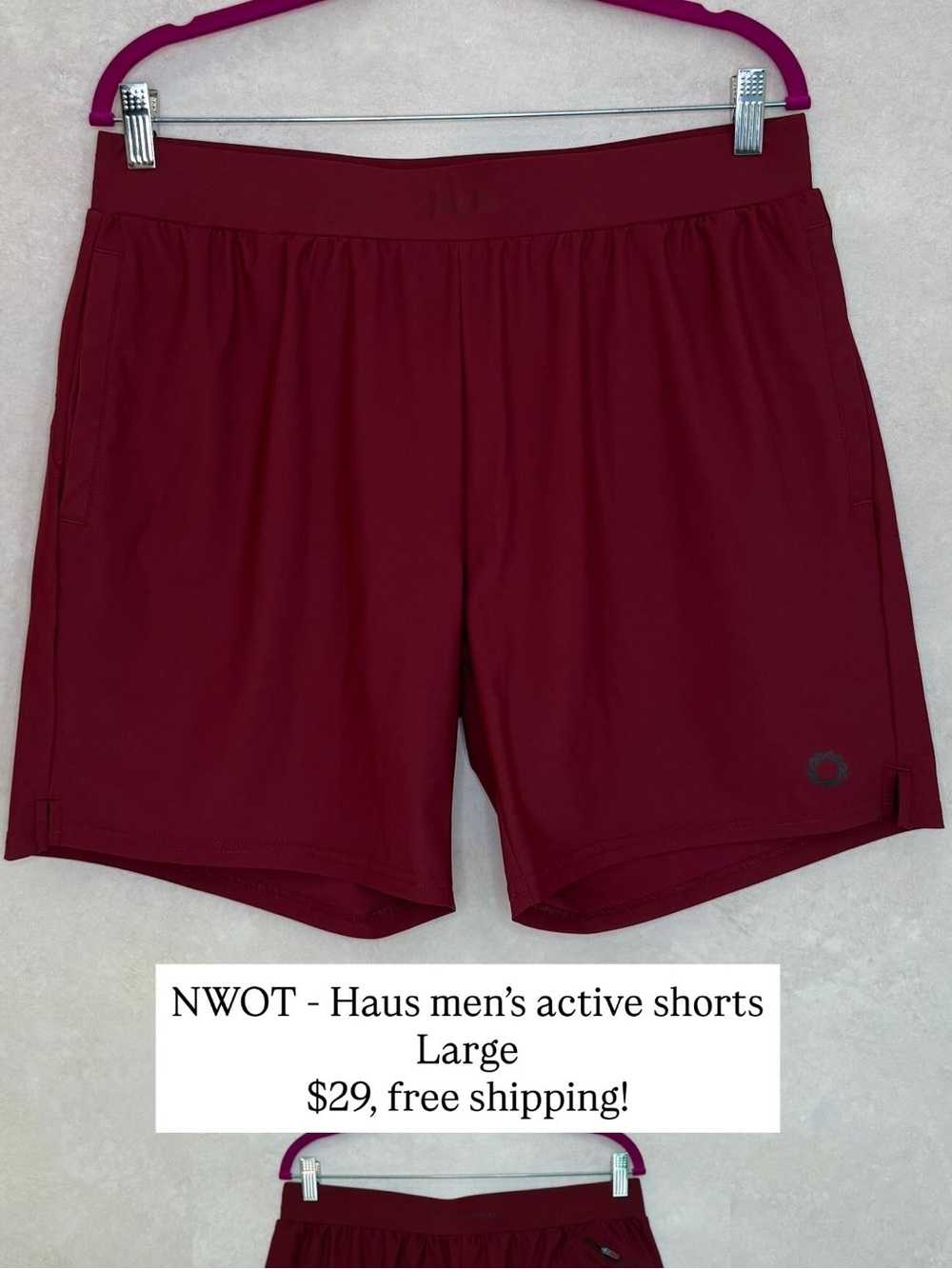 Haus Men’s Active Shorts - Maroon, Large